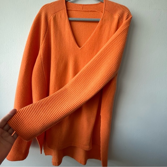 Orange V-Neck Sweater - Picture 4 of 11